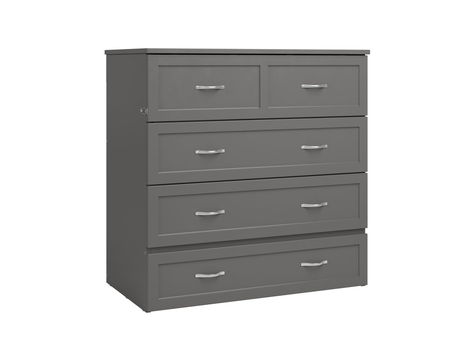 AFI Furnishings Afi Northfield Size Murphy Bed Chest with 6" Matteress, Storage Drawer, & Built-in Charger Twin XL siz in Grey