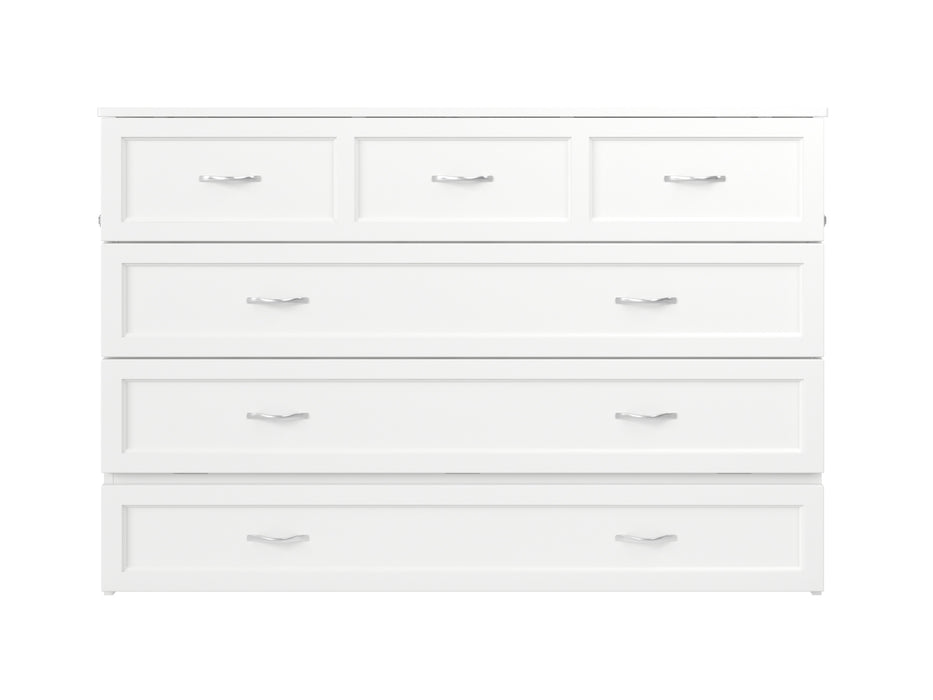 AFI Furnishings Afi Northfield Size Murphy Bed Chest with 6" Matteress, Storage Drawer, & Built-in Charger Queen siz in White