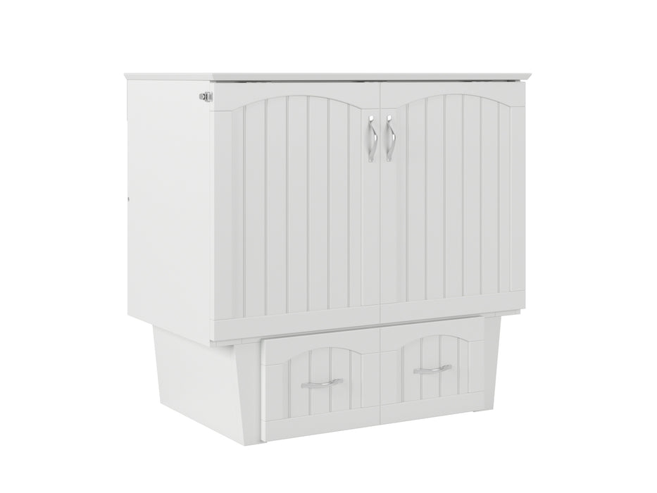 AFI Furnishings Afi Nantucket Murphy Bed Chest with 6" Matteress, Storage Drawer & Built-in Charger Twin siz in White