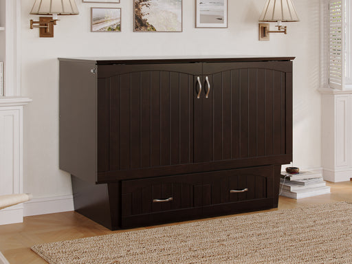 AFI Furnishings Afi Nantucket Murphy Bed Chest with 6" Matteress, Storage Drawer & Built-in Charger Full siz in Espresso