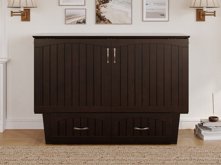 AFI Furnishings Afi Nantucket Murphy Bed Chest with 6" Matteress, Storage Drawer & Built-in Charger Full siz in Espresso