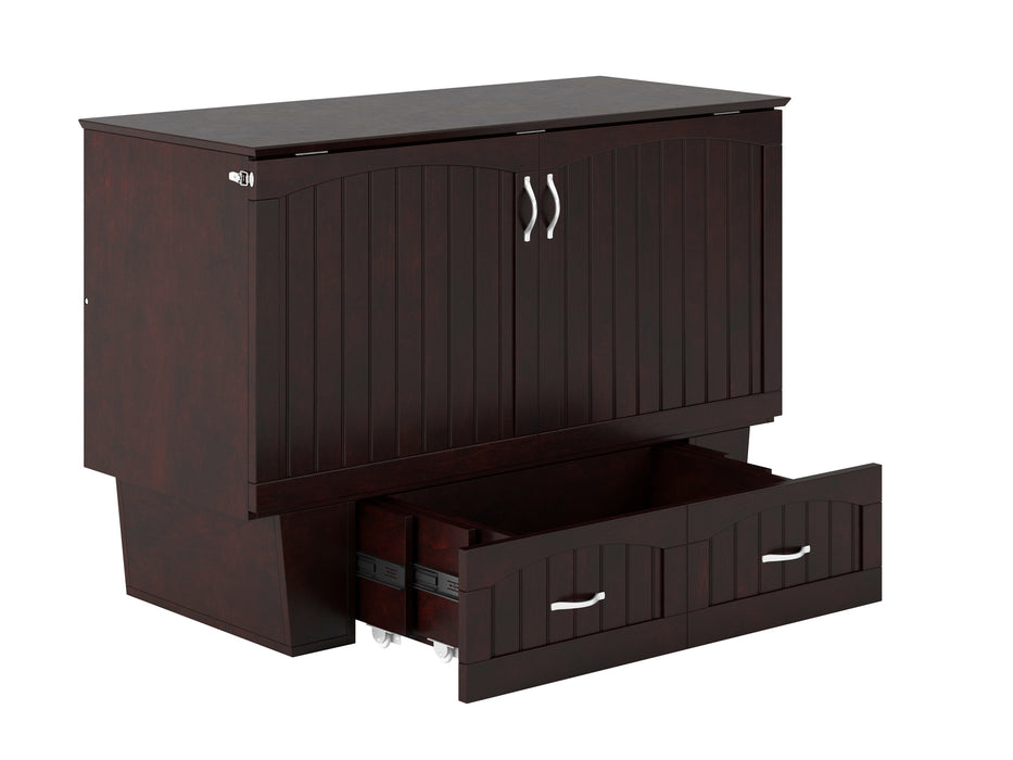 AFI Furnishings Afi Nantucket Murphy Bed Chest with 6" Matteress, Storage Drawer & Built-in Charger Full siz in Espresso