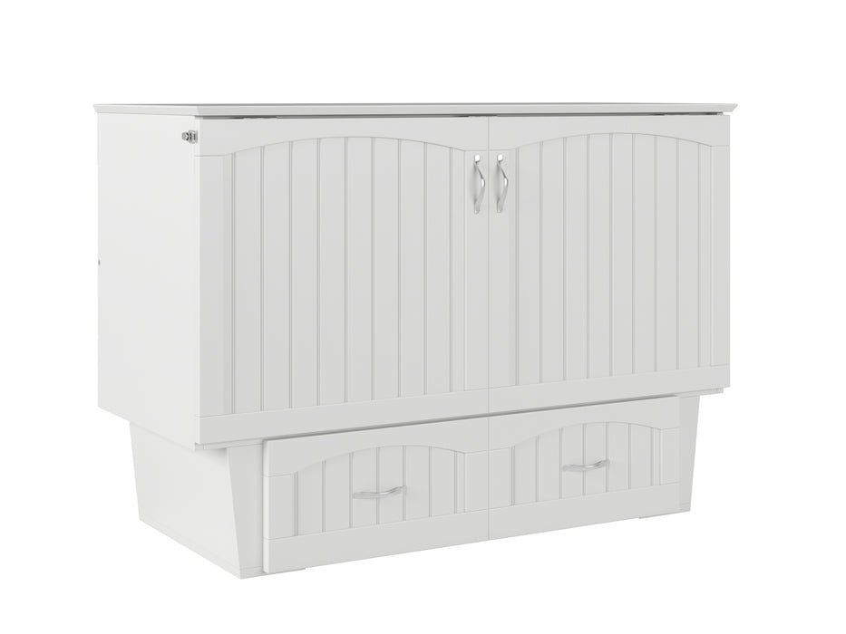 AFI Furnishings Afi Nantucket Murphy Bed Chest with 6" Matteress, Storage Drawer & Built-in Charger Full siz in White