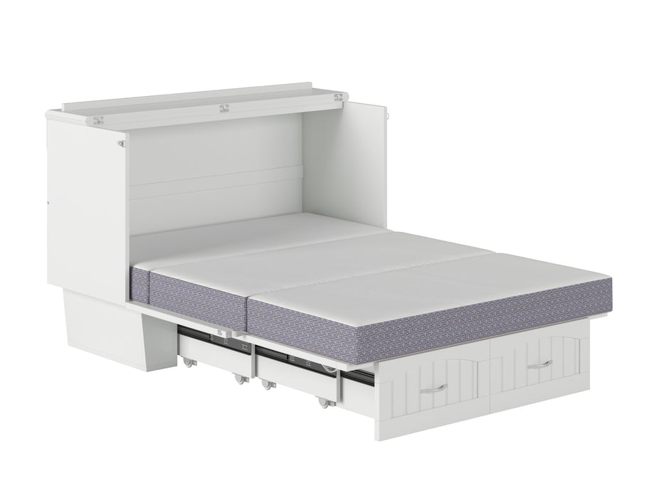 AFI Furnishings Afi Nantucket Murphy Bed Chest with 6" Matteress, Storage Drawer & Built-in Charger Full siz in White