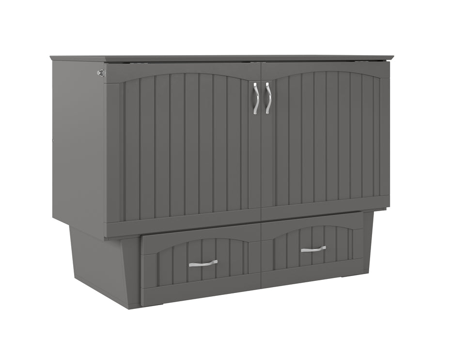 AFI Furnishings Afi Nantucket Murphy Bed Chest with 6" Matteress, Storage Drawer & Built-in Charger Full siz in Grey