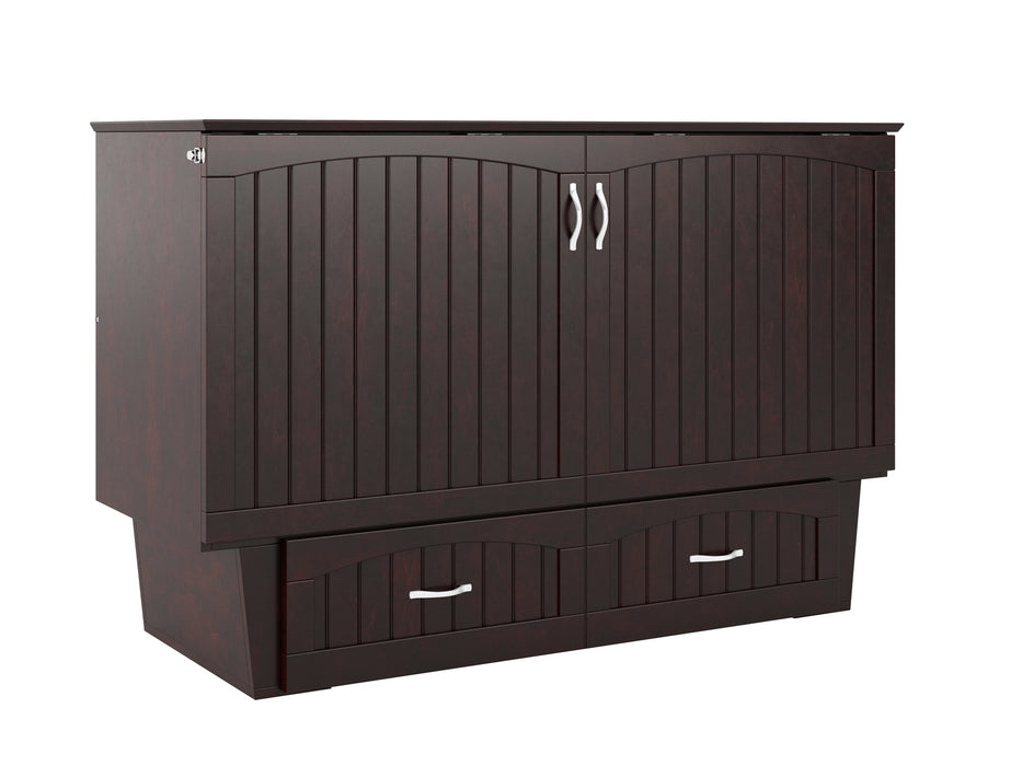 AFI Furnishings Afi Nantucket Murphy Bed Chest with 6" Matteress, Storage Drawer & Built-in Charger Queen siz in Espresso