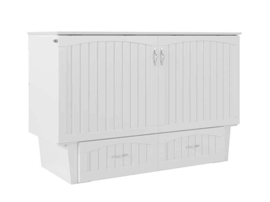 AFI Furnishings Afi Nantucket Murphy Bed Chest with 6" Matteress, Storage Drawer & Built-in Charger Queen siz in White