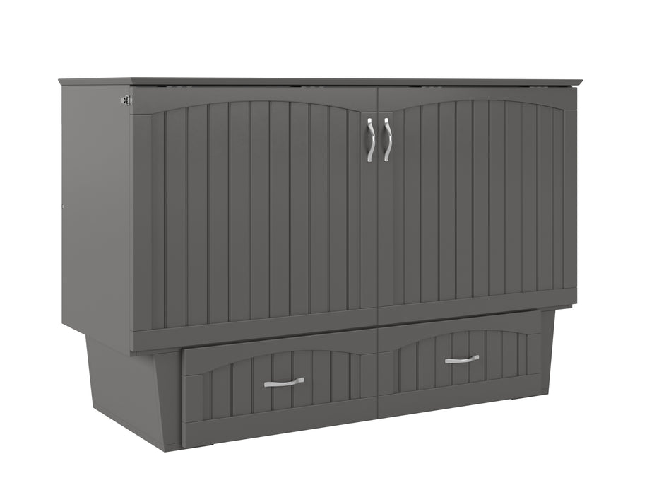 AFI Furnishings Afi Nantucket Murphy Bed Chest with 6" Matteress, Storage Drawer & Built-in Charger Queen siz in Grey