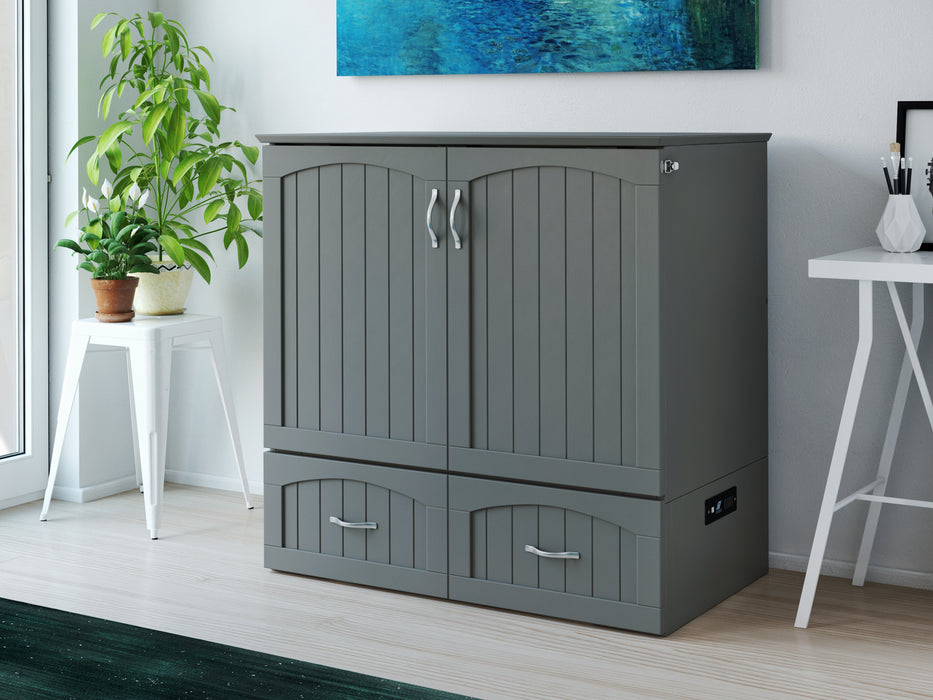 AFI Furnishings Afi Southamptonne Murphy Bed Chest with 6" Matteress, Storage Drawer, & Built-in Charger Twin XL siz in Grey