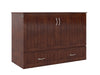 AFI Furnishings Afi Southamptonne Murphy Bed Chest with 6" Matteress, Storage Drawer, & Built-in Charger Full size in Walnut