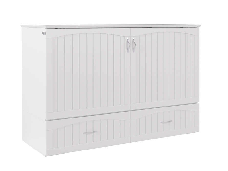 AFI Furnishings Afi Southamptonne Murphy Bed Chest with 6" Matteress, Storage Drawer, & Built-in Charger Queen siz in White