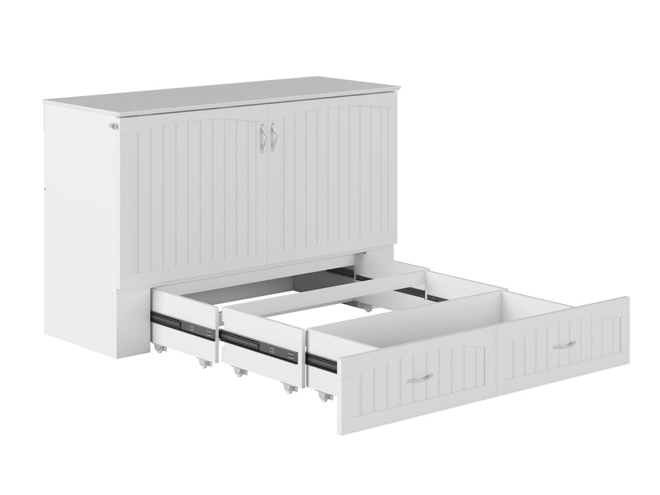 AFI Furnishings Afi Southamptonne Murphy Bed Chest with 6" Matteress, Storage Drawer, & Built-in Charger Queen siz in White