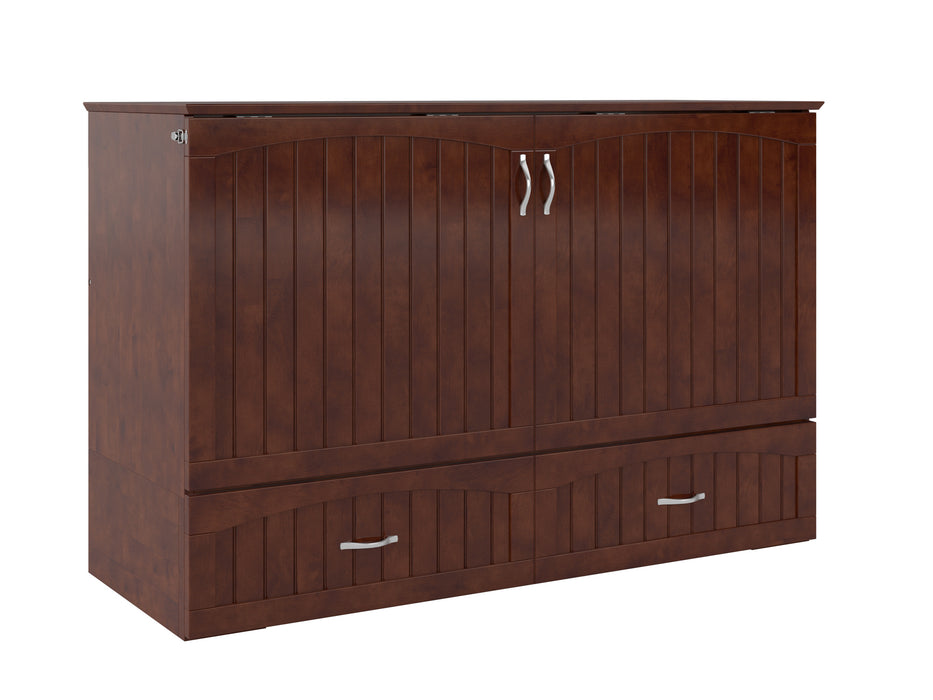 AFI Furnishings Afi Southamptonne Murphy Bed Chest with 6" Matteress, Storage Drawer, & Built-in Charger Queen size in Walnut