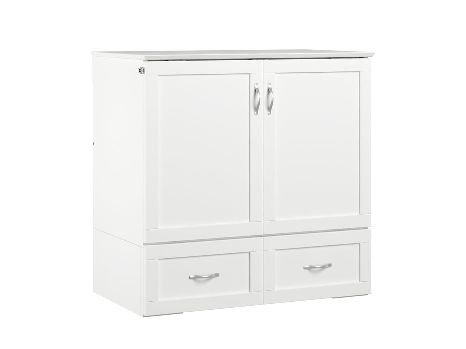 AFI Furnishings Afi Hamiltonne Murphy Bed Chest with 6" Matteress, Storage Drawer, & Built-in Charger Twin XL siz in White