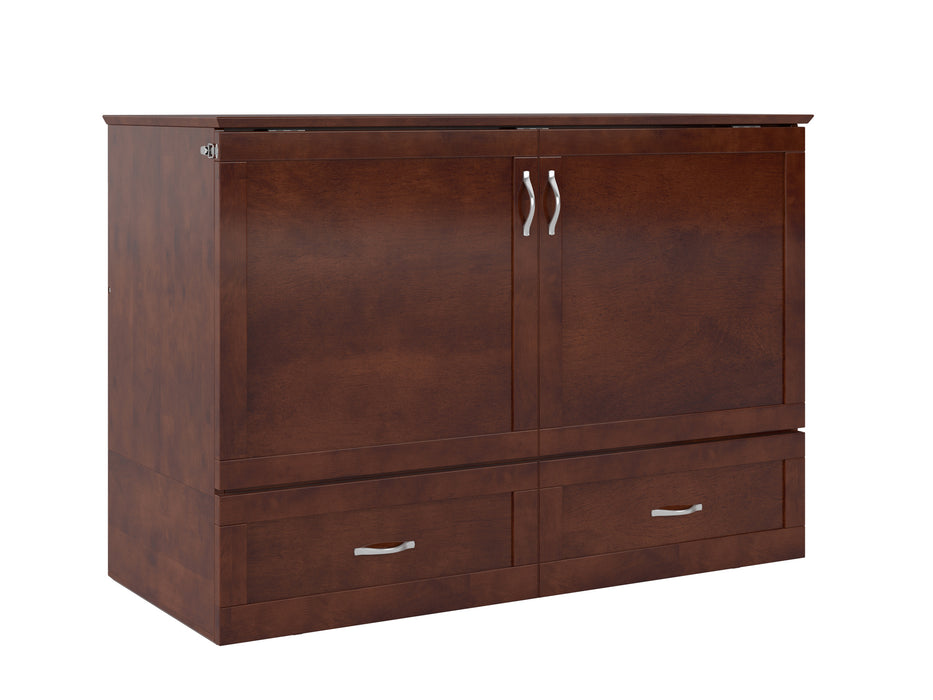 AFI Furnishings Afi Hamiltonne Murphy Bed Chest with 6" Matteress, Storage Drawer, & Built-in Charger Full size in Walnut