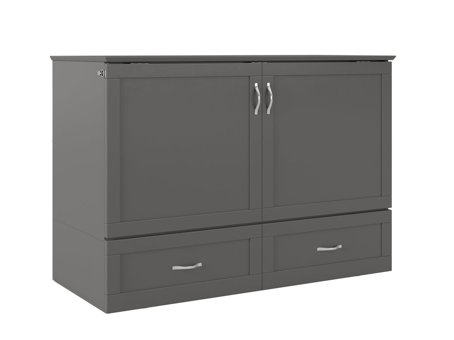 AFI Furnishings Afi Hamiltonne Murphy Bed Chest with 6" Matteress, Storage Drawer, & Built-in Charger Full siz in Grey