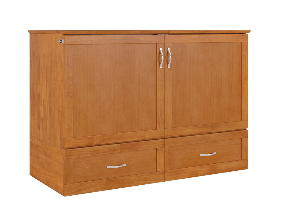 AFI Furnishings Afi Hamiltonne Murphy Bed Chest with 6" Matteress, Storage Drawer, & Built-in Charger Full siz in Light Toffee