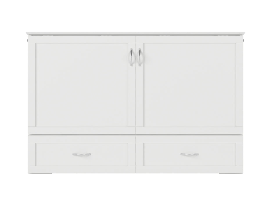 AFI Furnishings Afi Hamiltonne Murphy Bed Chest with 6" Matteress, Storage Drawer, & Built-in Charger Queen siz in White