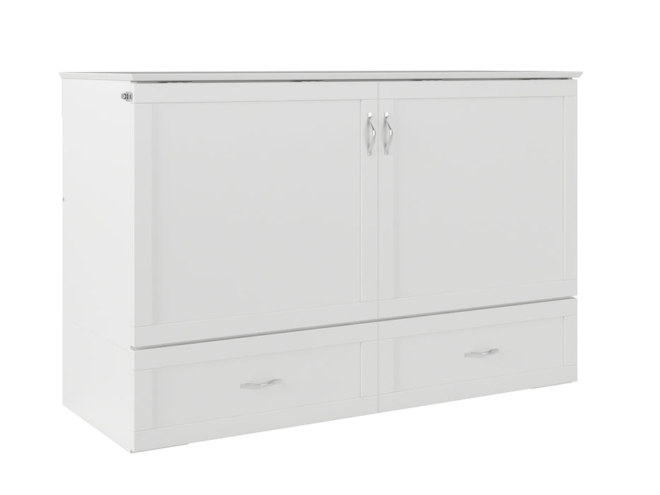 AFI Furnishings Afi Hamiltonne Murphy Bed Chest with 6" Matteress, Storage Drawer, & Built-in Charger Queen siz in White