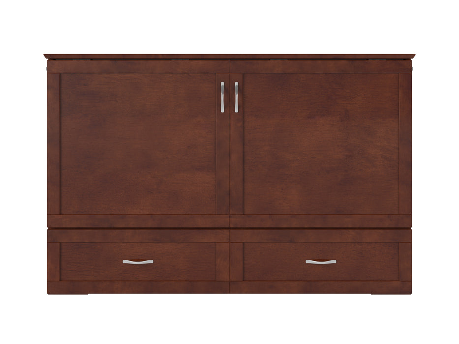 AFI Furnishings Afi Hamiltonne Murphy Bed Chest with 6" Matteress, Storage Drawer, & Built-in Charger Queen size in Walnut