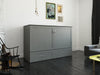 AFI Furnishings Afi Hamiltonne Murphy Bed Chest with 6" Matteress, Storage Drawer, & Built-in Charger Queen siz in Grey