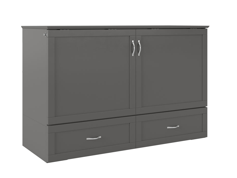 AFI Furnishings Afi Hamiltonne Murphy Bed Chest with 6" Matteress, Storage Drawer, & Built-in Charger Queen siz in Grey