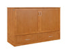 AFI Furnishings Afi Hamiltonne Murphy Bed Chest with 6" Matteress, Storage Drawer, & Built-in Charger Queen siz in Light Toffee