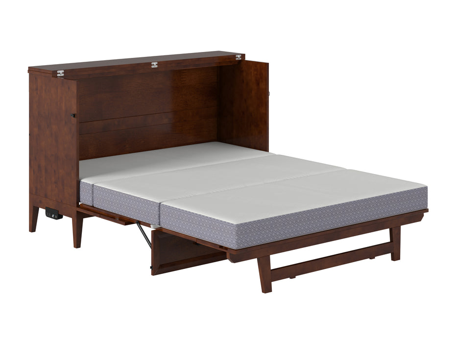 AFI Furnishings Santa Fe Solid Wood Murphy Bed Chest with 6" Matteress & Built-in Charger Queen size in Walnut