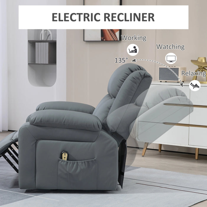 Aosom Homcom Lift Chair For Seniors, Pu Leather Upholstered Electric Recliner Chair with Remote, Side Pockets, Quick Assembl in Grey