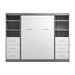 Modubox Nebula Full Murphy Bed and 2 Closet Organizers with Drawers (109W) in Bark Grey & White