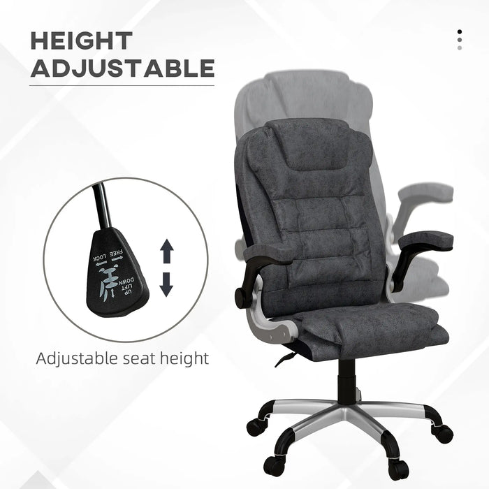 Aosom Vinsetto Heavy Duty Microfibre office Chair in Big and Tall Computer Chair with Flip-Up Arm in 400Lbs in Charcoal Grey