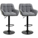 Aosom Homcom Swivel Barstools Set of 2 Adjustable Bar Stools with Footrest Armrests and Pu Leather Back For Dining Room in Grey, Black