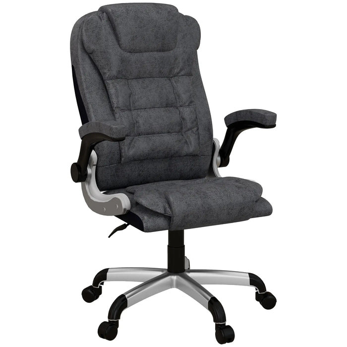 Aosom Vinsetto Heavy Duty Microfibre office Chair in Big and Tall Computer Chair with Flip-Up Arm in 400Lbs in Charcoal Grey