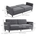 Aosom Homcom Convertible Bed with Couch, Buttonne Tufted Fabric Sofa Bed with Adjustable Back For Living Room in Charcoal Grey