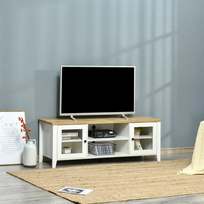 Aosom Homcom Fireplace Tv Stand For Tvs Up To 60 inches, Wood Tv Cabinet W/ Storage Doors Or Living Room, offic in White