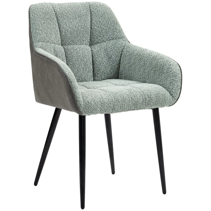 Aosom Homcom Accent Chair with Foot Pads, Living Room Chair with Chenille Fabric Front and Pu in Green, Grey, Black