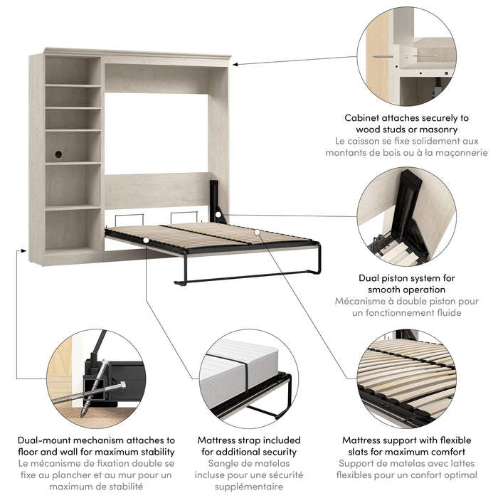 Versatile Full Murphy Wall Bed and 1 Storage Unit - Available in 3 Colours