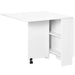 Aosom Homcom Extendable Dining Table in Collapsible Folding Table W/ 2-Tier Shelves and Rolling Casters in White