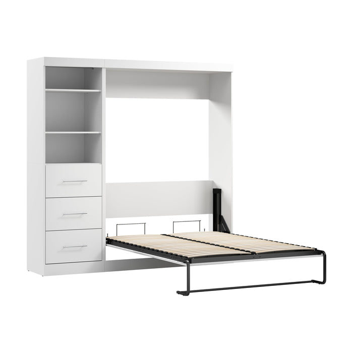 Modubox Nebula Full Murphy Bed and Closet Organizer with Drawers (84W) in White