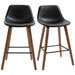 Aosom Homcom Bar Height Bar Stools Set of 2, Mid-Back Bar Chairs with Pu Leather Upholstery and Solid Wood Legs For Kitchen in Black