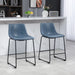 Aosom Homcom Counter Height Bar Stools Set of 2, Vintage Pu Leather Bar Chairs, Kitchen Stools W/ Footrest For Home Bar, in Dark Blue