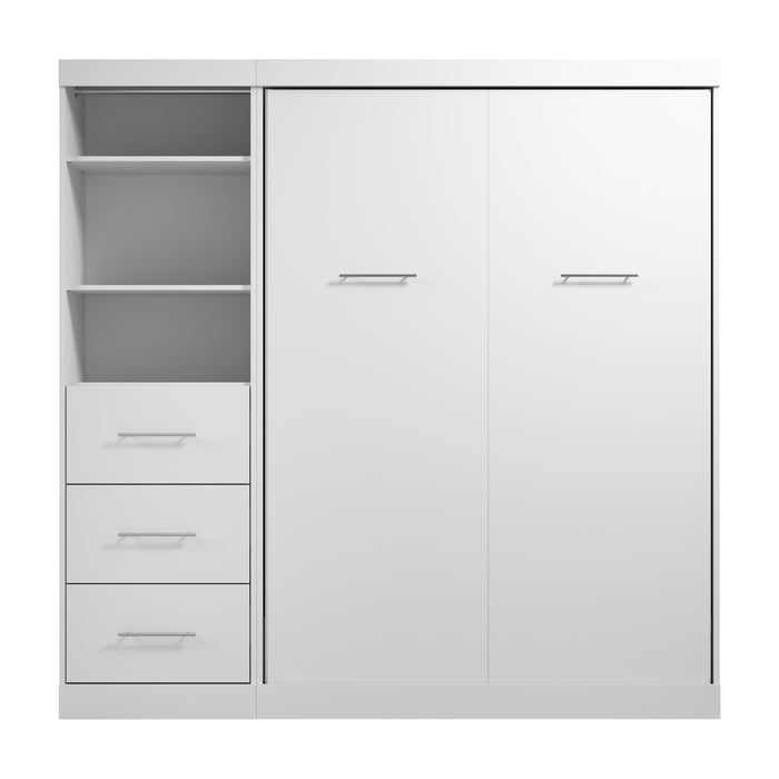 Modubox Nebula Full Murphy Bed and Closet Organizer with Drawers (84W) in White