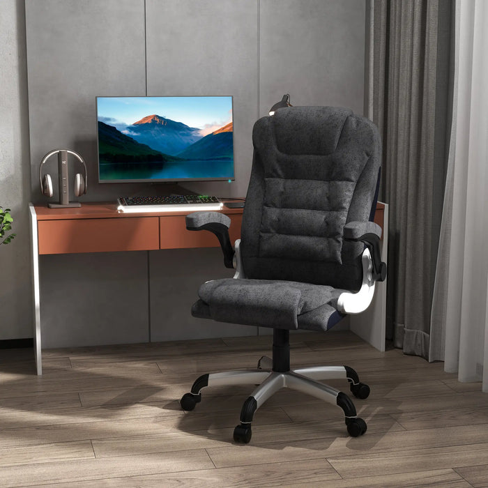 Aosom Vinsetto Heavy Duty Microfibre office Chair in Big and Tall Computer Chair with Flip-Up Arm in 400Lbs in Charcoal Grey