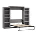 Modubox Nebula Queen Murphy Bed with 2 Closet Organizers (115W) in Bark Grey & White