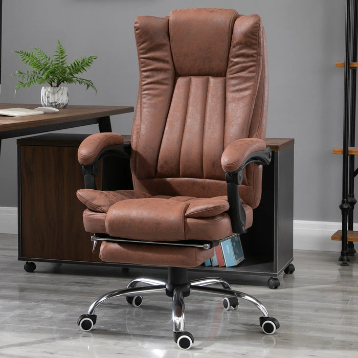 Aosom Vinsetto office Chair 6-Point Vibration Massage Chair Micro Fibre Recliner with Retractable Footrest in Brown