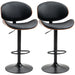 Aosom Homcom Bar Stools Set of 2, Modern Pu Leather Adjustable Swivel Barstools with Curved Back, Footrest and Steel Base in Black