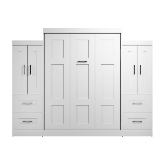 Modubox Edge 116W Queen Murphy Bed and Wardrobes (115W) in White