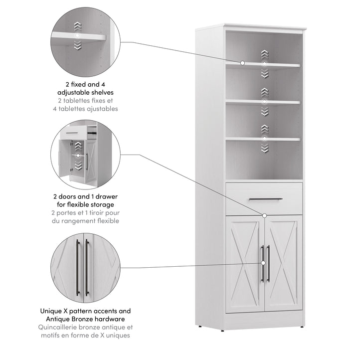 Modubox Key West 25W Closet Organizer with Drawer and Doors in Pure White Oak