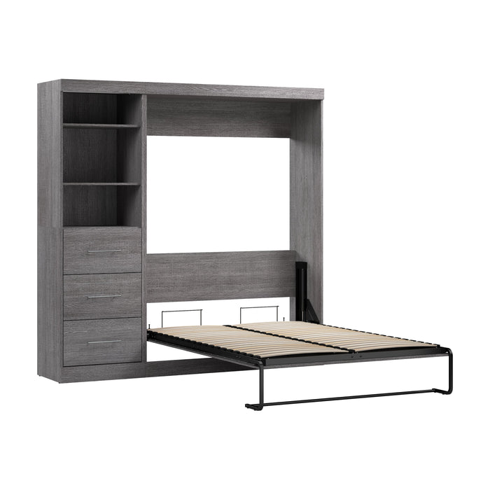 Modubox Nebula Full Murphy Bed and Closet Organizer with Drawers (84W) in Bark Grey