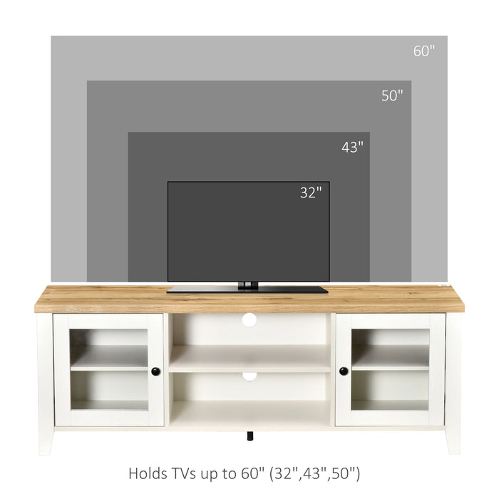 Aosom Homcom Fireplace Tv Stand For Tvs Up To 60 inches, Wood Tv Cabinet W/ Storage Doors Or Living Room, offic in White